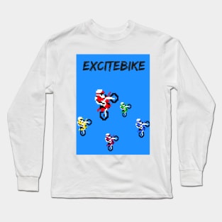 Excite 8bit Bike pixel. art Long Sleeve T-Shirt